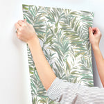 Swaying Palms Olive & Aegean Wallpaper (60 SqFt)