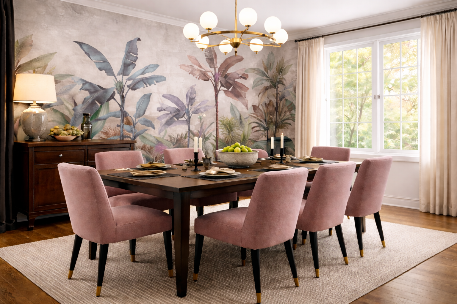 Vintage Pastel Palms Wallpaper Mural