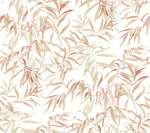 A seamless pattern featuring soft, overlapping leaves in pastel shades of beige, pink, and cream on a white background. The delicate foliage creates an elegant and intricate botanical design, showcasing natural elegance—perfect for York Wallcoverings Willow Grove Sand Wallpaper Beige, Grey (60 Sq.Ft.) or textiles.