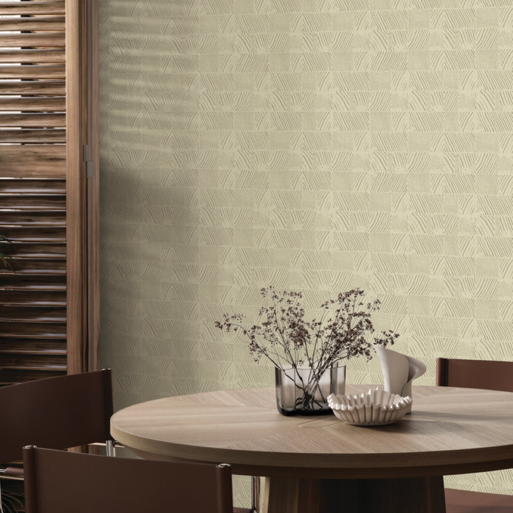 Woodcut Beige Wallpaper (60 SqFt)
