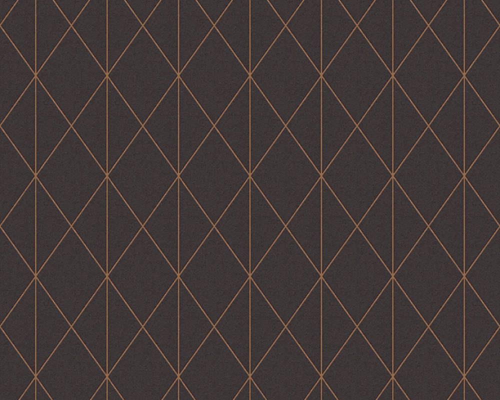 A dark background features a geometric pattern consisting of thin, intersecting orange lines forming elongated diamond shapes arranged in a grid-like fashion, perfect for Ontario's Diamond Geometric (56 SqFt) nonwoven wallpaper applications with a drop match design.
