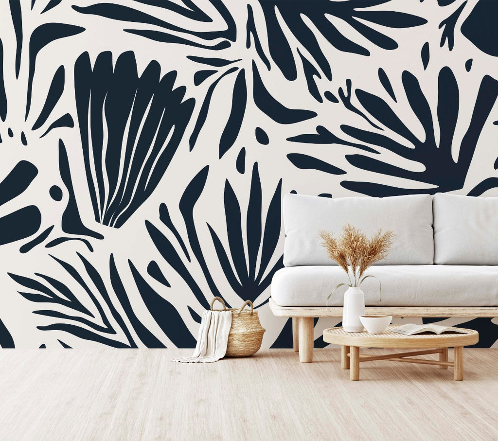 Minimal Living Room with a splash of shadows with the wallpaper