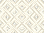 A seamless geometric pattern featuring a series of interconnected diamond shapes in varying shades of beige and gray. The design has a hand-drawn, sketch-like quality and is set against a light cream background, embodying contemporary design. Ideal for Pattern Play Paradox Wallpaper application by York Wallcoverings.