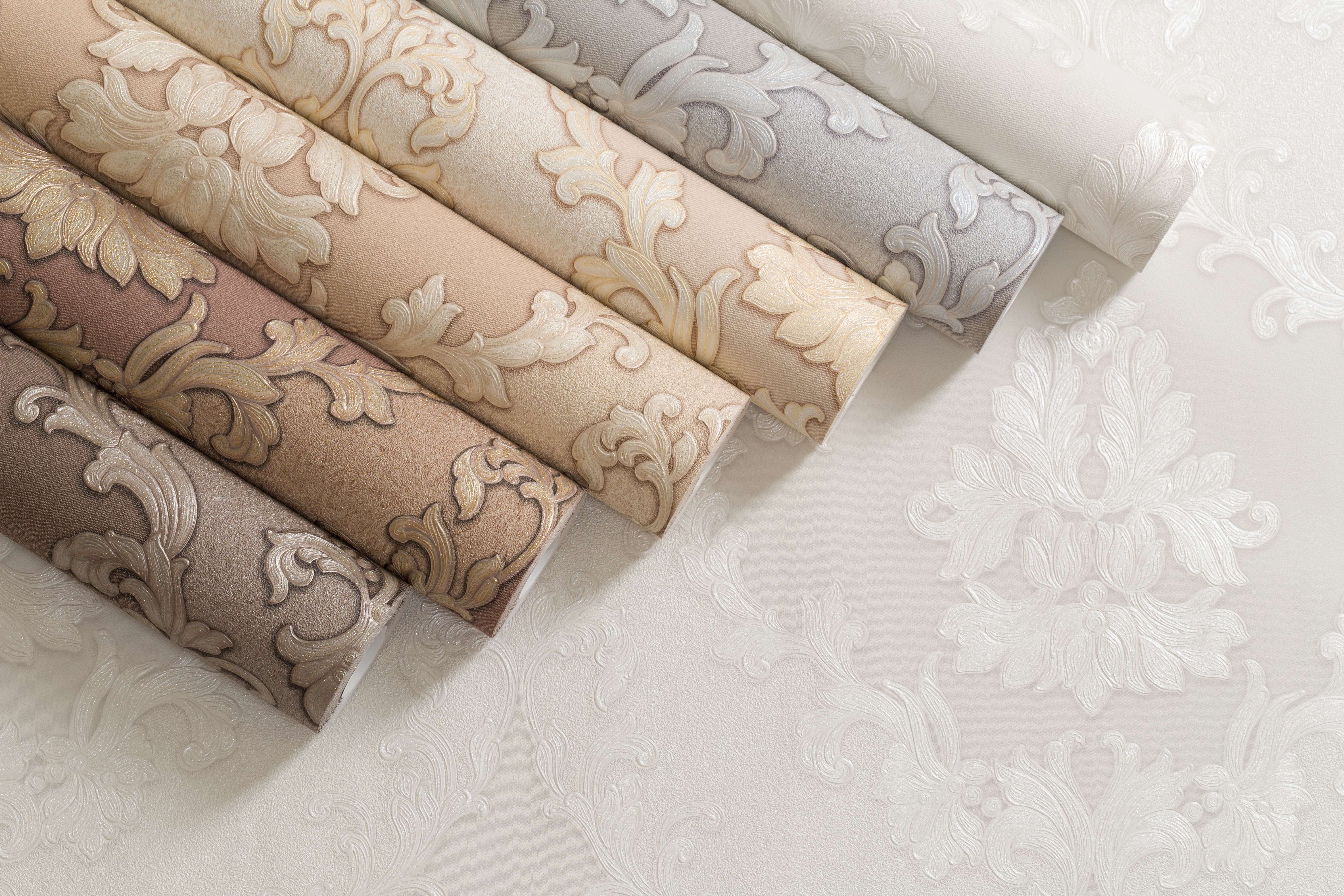 Dining Room - ornament, wallpaper, silver, cream, decoration,classic, luxury, wallpaper, wall, , beige