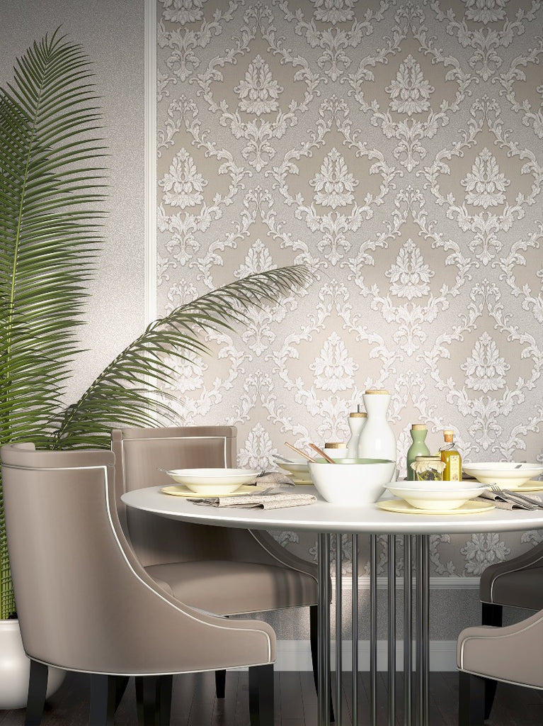 ornament, wallpaper, silver, cream, decoration,classic, luxury, wallpaper, wall, dining room, beige,  