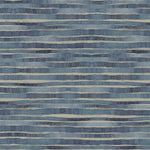 A pattern of irregular horizontal stripes in varying shades of blue and white, resembling layered fabric or waves. The stripes have a hand-painted or textured appearance, creating a visually dynamic and abstract design with a hint of metallic shimmer that evokes Dreamscapes Wallpaper (60 SqFt) by York Wallcoverings.