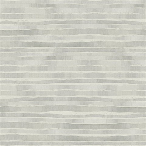 An abstract pattern featuring horizontal, unevenly spaced stripes in various shades of gray and off-white. The stripes have a painted, textured appearance with a subtle metallic shimmer, creating a repetitive design that evokes "Dreamscapes stripes (60 SqFt)" by York Wallcoverings across the entire image.