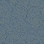 Abstract wallpaper with wavy, concentric lines in varying shades of blue. The lines create a topographic, layered effect resembling geological strata or contour lines on a map. The pattern has a textured and fluid appearance, much like the intricate patterns of a geode. This is the Geodes layers Wallpaper (60 SqFt) by York Wallcoverings.