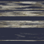 An abstract image featuring horizontal streaks of gray, cream, and light brown against a dark navy blue background. The Horizontal Dry Brush Wallpaper (60 SqFt) by York Wallcoverings, with its painterly brushstrokes of varying thickness and texture, creates a sense of movement and depth, making it an elegant and modern addition to any room.