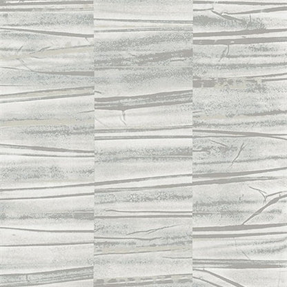 A textured, non-woven wallpaper pattern featuring horizontal gray and silver streaks. The design has a weathered, abstract look, resembling the elegance of marble with varying shades and intensities. Introducing the Lithos Marble Wallpaper (56 SqFt) by York Wallcoverings.