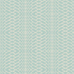 A seamless pattern featuring wavy, overlapping white lines on a light turquoise background, creating an abstract, net-like design. This Illusion Wallpaper (60 SqFt) by York Wallcoverings offers a mesmerizing effect, perfect for modern interiors; it's also vinyl-coated for durability and uses DropMatch for easy alignment.