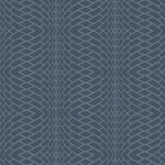 A seamless pattern featuring interlacing, wavy lines in shades of dark and light blue, creating a geometric, mesh-like effect on a deep blue background. The vinyl-coated design has a sense of depth and movement, resembling York Wallcoverings' Illusion Texture (60 SqFt) with a woven or tiled texture.